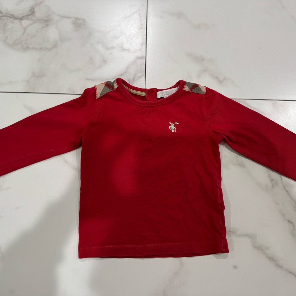 Burberry Red Long Sleeve Kids Tee